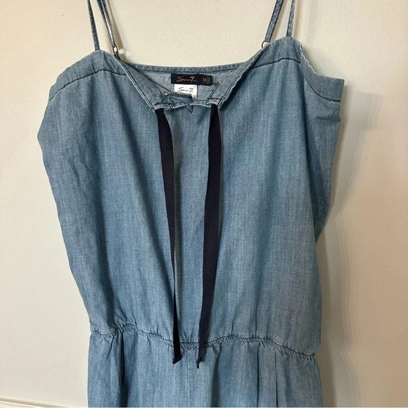 Seven7 Women’s Sleeveless Spaghetti Strap V Neck Denim Shorts Romper Size M GUC - Picture 3 of 7